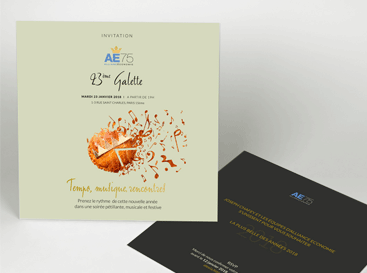 Graphiste freelance, Création graphique, carton invitation pour AE75