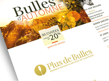 graphiste freelance edition, flyer foire aux champagnes pour Plus de Bulles